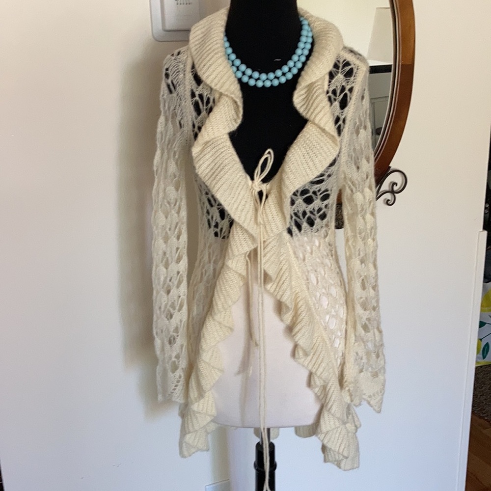 Knitted wool long cardigan